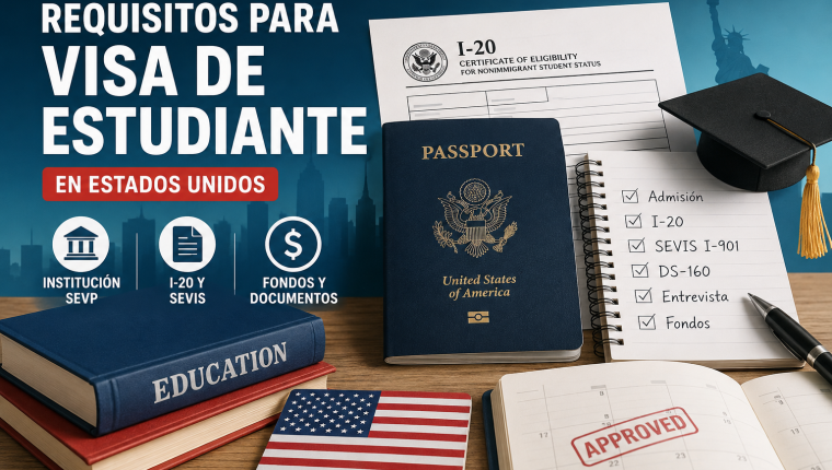Pasaporte, formulario I-20 y checklist de requisitos para la visa de estudiante en Estados Unidos