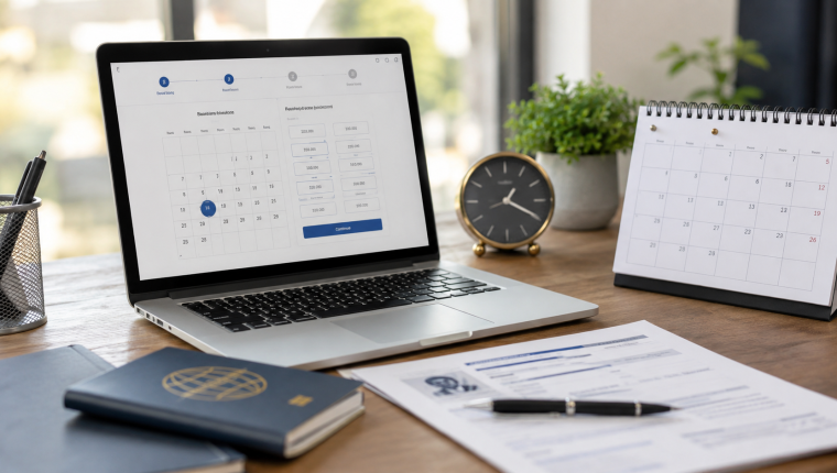 Calendario de turnos disponibles en el portal oficial de citas para la visa americana